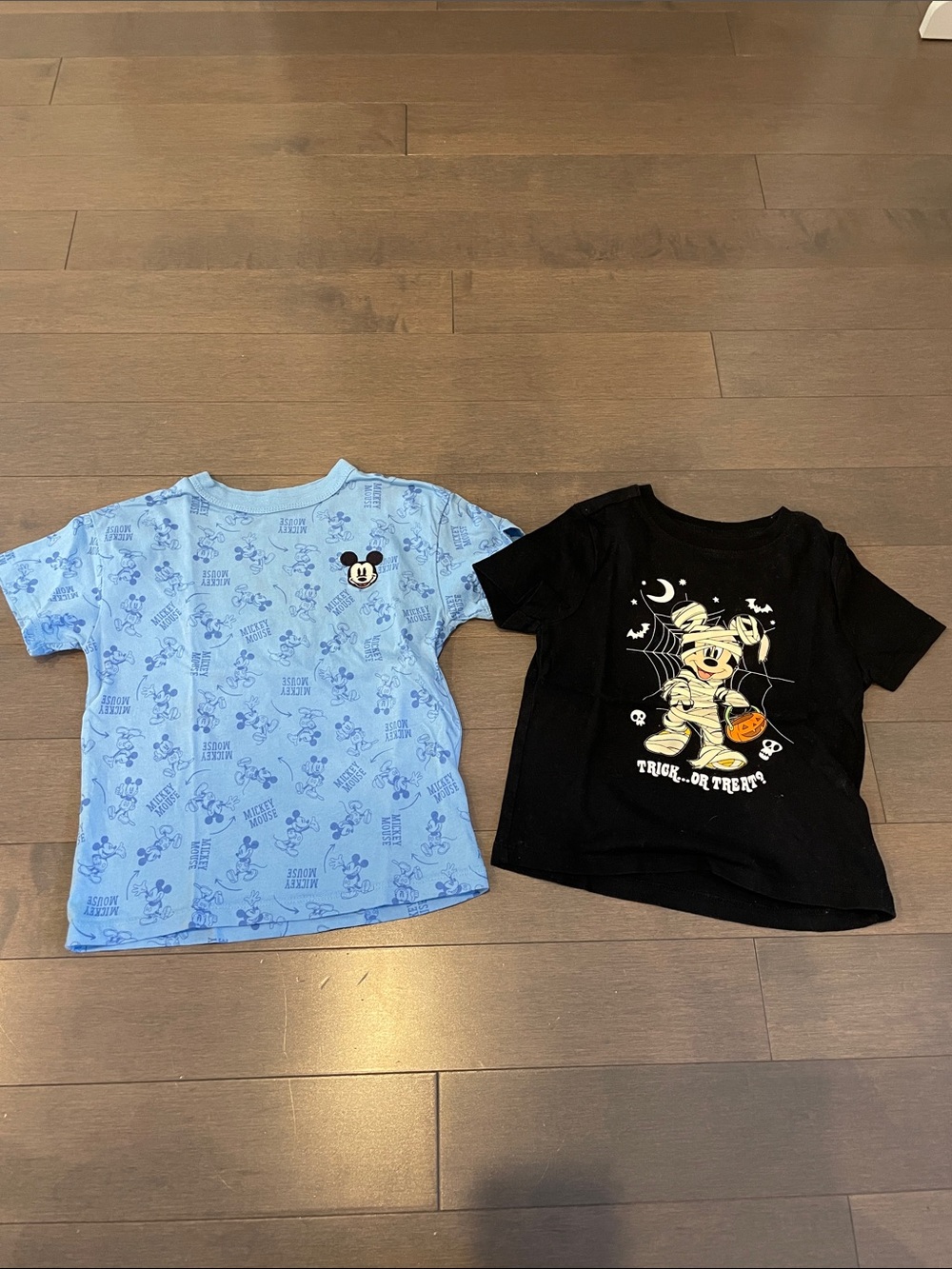 Disney Blue Mickey Print Tee and Black Halloween Mickey Tee Set